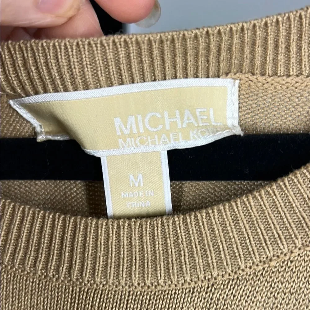 Michael Kors Tan Raglan Sleeve Sweater Dress